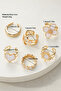 6-Piece Combination White Stone Flower Sun Moon Heart Wedding Ring Model Adjustable Gold Ring Set - 4