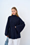 Women's Tie-Waist High-Neck Tunic Navy Blue - 3