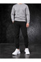 Men's Winter Black Sweatpants Narrow Leg Slim Fit Jogger Two Thread Printed - 5