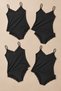 4-Piece Women's Lace Rope Strap Cotton Athlete Panties Underwear Set Black