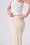 Maternity Hooded Zippered High Waist Wide Leg Knitwear Tracksuit Set Beige - 6