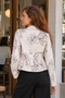 Women's Light Beige Double-Breasted Collar Patterned Crop Jacket Arm-27K001025 - 2