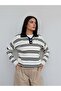 Striped Button Detail Knitwear Sweater - 5