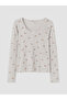 Two Mt Shop Quality Lcw Young Gray Ribbed Patterned Long Sleeve Women's Pajama Set - 6