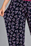 Women's Striped Blouse Patterned Strappy Burgundy Pajama Set - 5