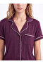 Two Mt Shop Quality Lcw Dream Purple Plain Short Sleeve Women's Pajama Set - 3