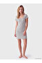 Alita City with a Difference, Lcw Young Gray Ribana Patterned Short Sleeve Women's Nightgown