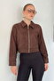 Women's Zippered Suede Jacket with Fringes on the Back