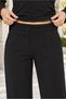 Women's Long Sleeve Boat Neck Off-Shoulder Lycra Soft Textured Top and Elastic Waist Pocketed Wide Leg Lycra Soft Textured Pants Black Two-Piece Set - 4