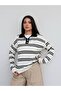 Striped Button Detail Knitwear Sweater