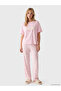 Alita City with a Difference from Lcw Dream Pink Combed Cotton Printed Short Sleeve Women's Pajama Set