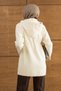 Hooded Zippered Gold Button Detailed Beard Angora Cream Hijab Cardigan 251447Kr - 2