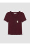 Two Mt Shop Quality Lcw Young Plum Ribbed Embroidered Short Sleeve Women's Pajama Set - 6