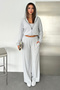 Women's Zippered Cardigan Crop Tank Top Wide Leg Pants 3-Piece Set - 5
