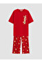 Alita City with a Difference, Lcw Dream Red Combed Cotton Printed Short Sleeve Women's Pajama Set - 5