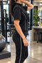 Sauna Enhancer High Waist Tights with Clips & White Striped Thermal Short Sleeve Set - 5