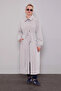 Belt Detailed Thin Coat 530086 Stone - 3