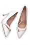 Women's Pointed-Toe Thin Heeled White Evening Dress Shoes with Buckle Detail - 4