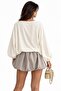 Women's Ecru Boat Neck Bat Sleeve Blouse - 5
