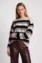 Striped Oversize Knitwear Sweater 4302 Lki̇0076 Stone Black