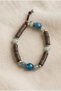 Handmade Antique Brass Sequin and Blue Glass Bead Detailed Flexible Bracelet - 3