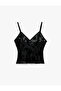 Relaxed Fit Floral Patterned Tulle V-Neck Strappy Athlete Pajama Top - 5