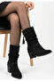 Kode Black Suede Heeled Bellows Boots - 3