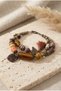 2-Row Special Design Bracelet with Handmade Glass Beads and Metal Components - 2