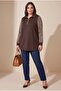 Leopard Patterned Zipper Collar Oversized Sweatshirt Brown - 4