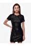 Sequin Sequined Slim Fit Crew Neck Short Sleeve Mini Evening Dress - 4