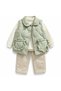 Girl's 3-Piece Set: Quilted Ruffled Vest, Ribbed Blouse and Pants, Ages 2-5