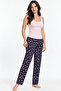 Women's Trend Casual Blouse Pink Patterned Pajama Set - 2