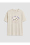 Alita City with a Difference from Lcw Dream Beige Combed Cotton Printed Short Sleeve Women's Pajama Set - 6