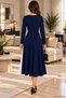 Elevate Your Elegance with Exquisite Details - Women's Asymmetric Collar Button Detail Long Sleeve Viscose Dress - 4