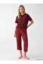 Alita City with a Difference, Lcw Dream Red Combed Cotton Printed Short Sleeve Women's Pajama Set - 2