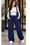 Trend Back Double Pocket Belted Waistband Foldable Waist Detail 3-Striped Palazzo Sweatpants with Cuff Stoppers
