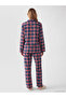 Two Mt Shop Quality Lcw Dream Red Combed Cotton Plaid Long Sleeve Women's Pajama Set - 4