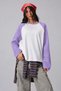 Women's Oversize Contrast Sleeve Raglan Crew Neck Drop Shoulder T-Shirt