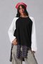 Women's Oversize Contrast Sleeve Raglan Crew Neck Drop Shoulder T-Shirt