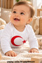 Turkish Flag Moon Star Printed Long Sleeve 100% Cotton Baby Bodysuit Long Sleeve - 2