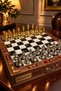 Premium Handmade Chess Set, Black and White, Gold - Silver Metal Pieces, Wooden Chess, Gift, Chess Set 33 × 33 × 7 cm - 2