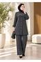 Shirt Collar with Buttons on the Collar, Knitted Tunic, Lower and Upper Two-Piece Set