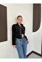 Women's Ruffle Detailed Double-Breasted Suede Jacket - 4