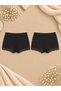 2-Piece Women's Lace Cotton Combed Cotton Camisole Boxer Shorts Panties Black