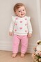 Baby Girl Heart Detailed Ruffle Sleeve 2-Piece Top and Bottom Set Seasonal - 5
