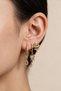 Women's Gold Color Steel Earring Set 3 Pieces with Stone Circle Eye Figure, Heart Tassel, Multiple Hoop Earrings - 2
