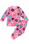 Girls 100% Cotton Pink Color Donuts Patterned Patterned Long Sleeve Winter Interlock Pajamas Set - 3