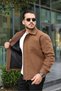 Tan Men's Cashmere Jacket with Zipper, Modern Cut - 3