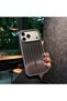 iPhone 18 Pro (6.3 Inch) Compatible Striped Suitcase Patterned Aluminum Lux Phone Case with Special Box