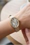 Minimal Elegant Women's Wristwatch |   22 mm Steel Case, Cream Leather Strap - 2